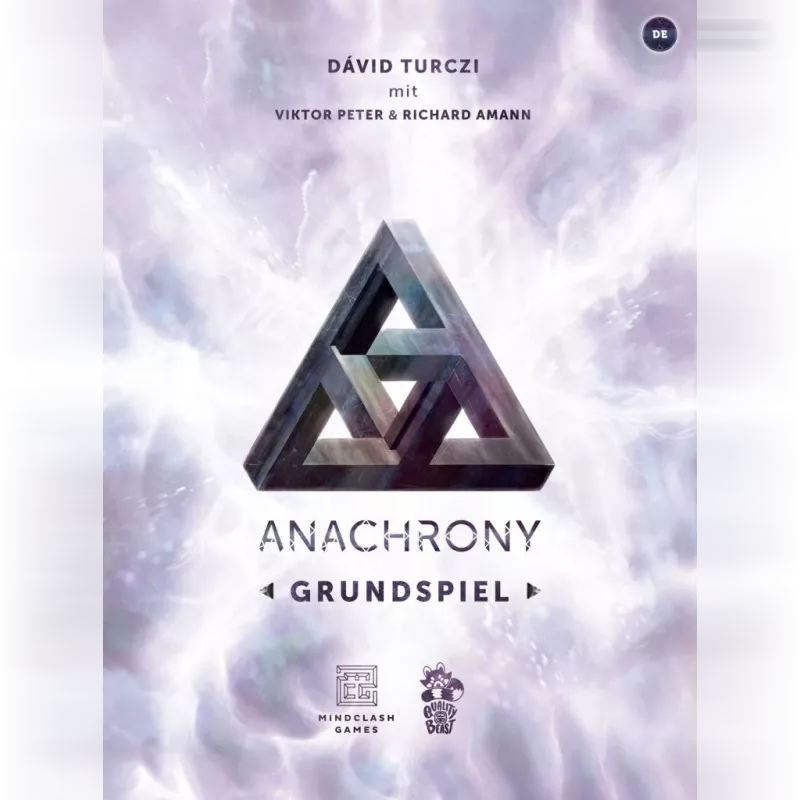 Anachrony board game cover featuring a triangular design and title by Dávíd Turczi, for fans of strategic gameplay.